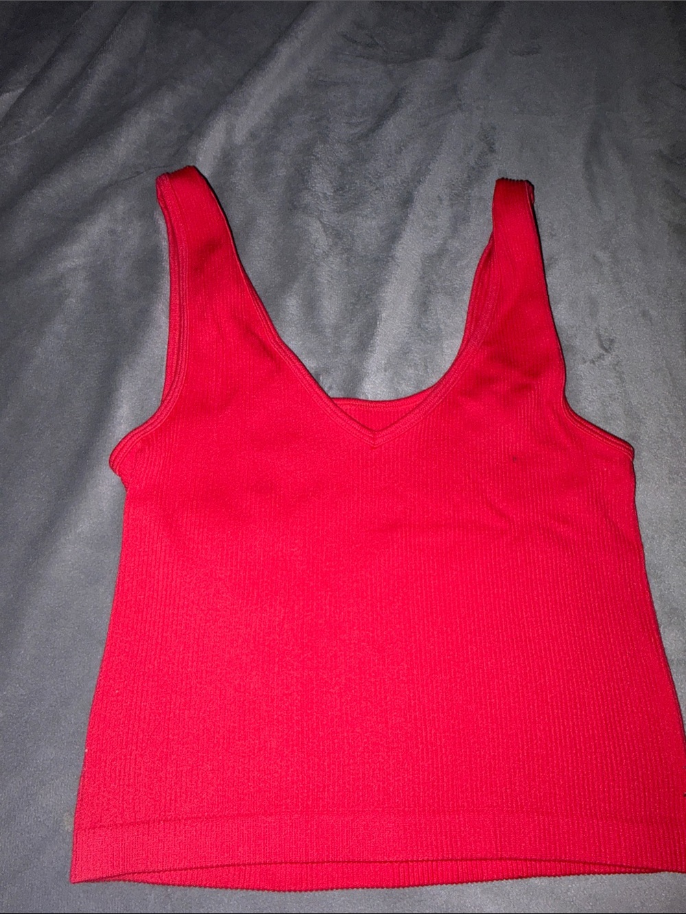 Reversible V-Neck/Scoop Neck Ribbed Women's Tank Top in Bright Red/Pink
